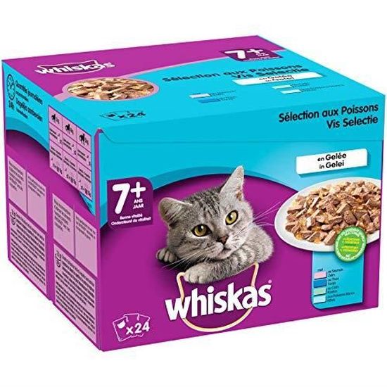 Whiskas Senior7 Sachets Fraicheur Pour Chat Senior Sterilise Ou Non Selection Aux Poissons En Gelee 48 Sachets Repas D Cdiscount