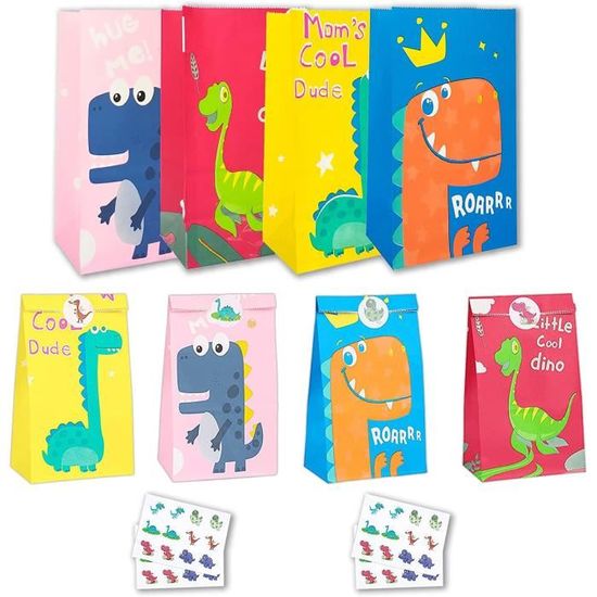 20 Sac de Bonbon de Dinosaure, Sachet Cadeau Anniversaire Enfant, 24