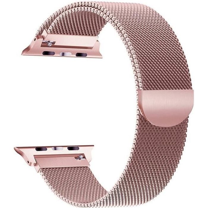 RKINC pour bracelet Apple Watch, Bracelet milanais en acier inoxydable avec verrou magnétique pour Apple Watch 38/40 MM (Or Rose)