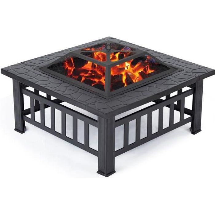 Table Brasero, Brasero Exterieur de jardin , avec Grille pour BBQ, Chauffage, Glace, Pour Jardin et Terrasses - Mondeer