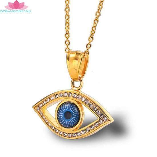 Collier - Turquie Evil Eye Blue Eye titane acier hommes et femmes collier démon oeil pendentif
