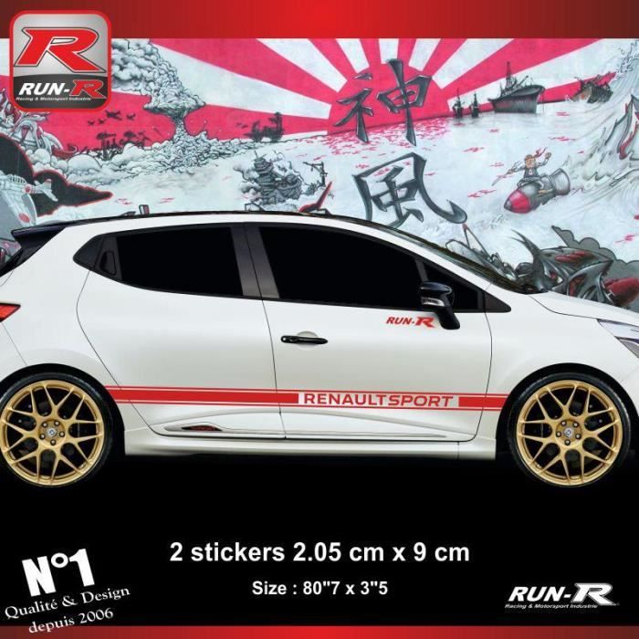 Sticker bas de caisse RENAULT SPORT pour Clio - Look style Porsche - Aufkleber adesivi - Rouge - ADNAuto