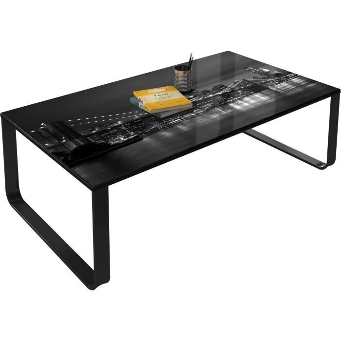 Table basse gris vintage en verre trempé sécurit L. 105 x H. 32 cm Collection Beekhuis Gris