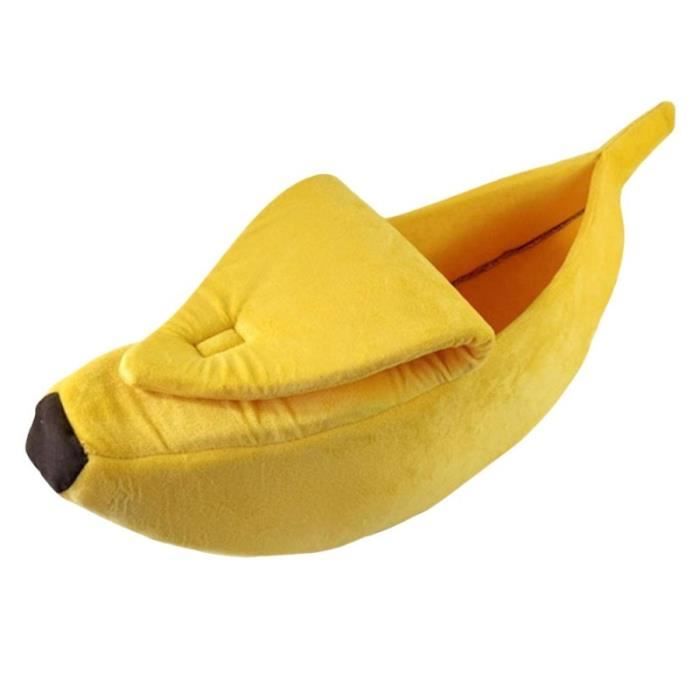 Panier de maison en forme de banane Vert-jaune, lit pour chien chat, niche Durable, panier de coussin - Type Jaune-S
