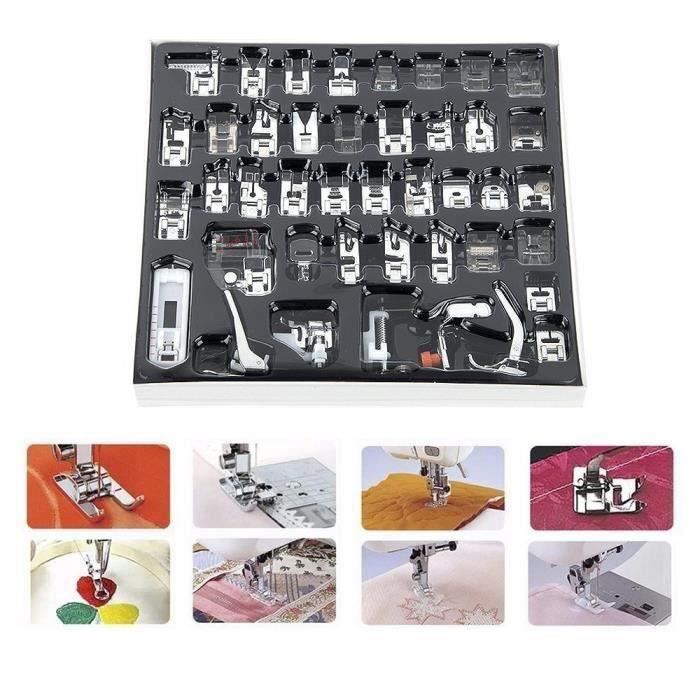 42pcs Pieds de machine à coudre Pieds convient pour machine à coudre de Chanteur Brother et Janome + boite 238.5x255x30mm So33565