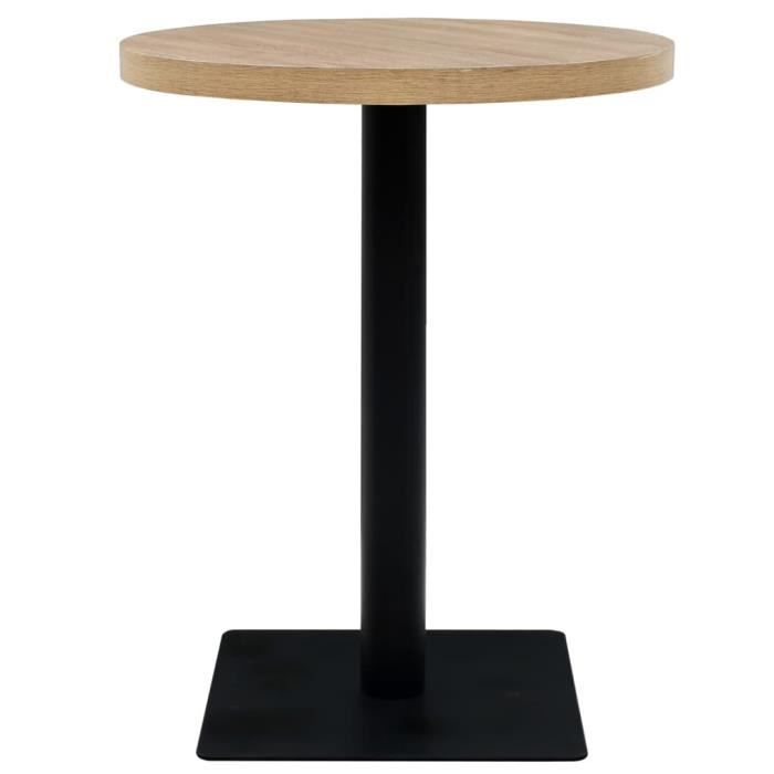 Chic - Table de bistro Table de jardin - Table de bar Table haute MDF et acier Rond 60 x 75 cm Couleur de chêne @183519
