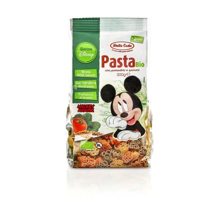 DALLA COSTA - Pâtes aux tomates et épinards Mickey Mouse Disney 300 g