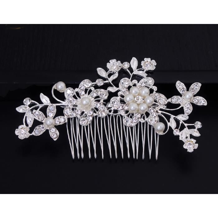 Bijou de cheveux , peigne à chignon perles et strass, accessoire mariage