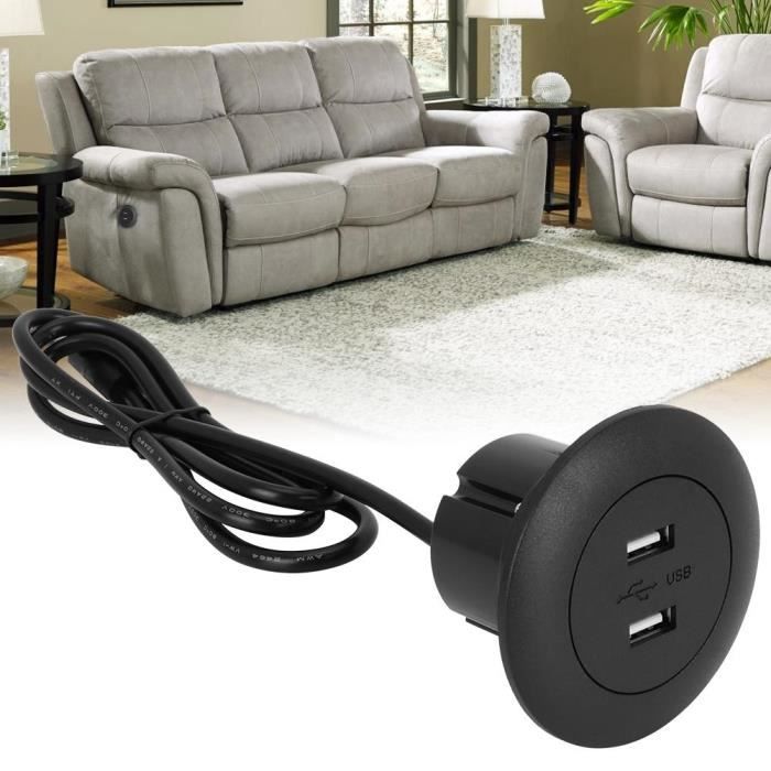 Drfeify Canapé double chargeur USB Prise d'alimentation double port de chargement de téléphone USB pour canapé électrique de