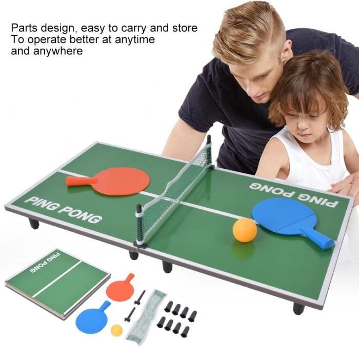 Gorgeri de tennis de table, piscine intérieure Mini tennis de table pliante Table de jeu de ping-pong Bureau avec Racket, net,