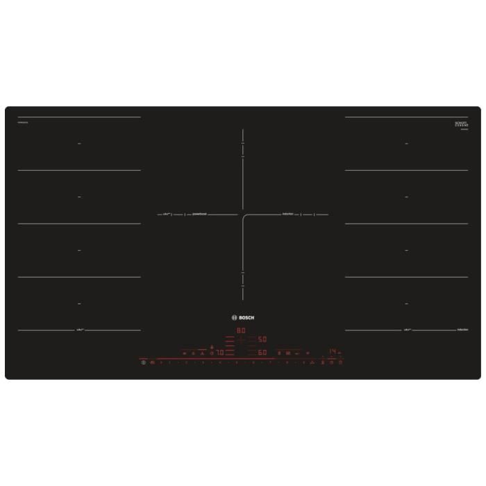 Bosch Serie 8 PXV901DV1E, Intégré, Plaque avec zone à induction, Verre-céramique, Noir, 2200 W, Rectangulaire