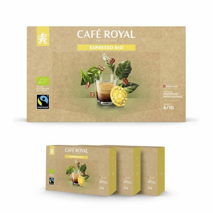CAFE ROYAL PRO - 150 CAPSULES COMPATIBLES NESPRESSO PRO® - ESPRESSO BIO - 3 Boites de 50 Capsules Compatibles Nespresso Pro®