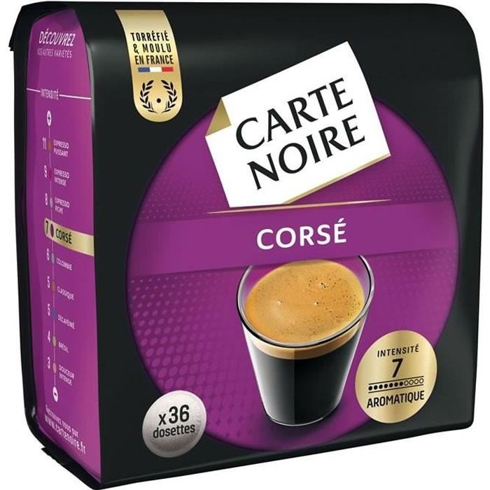 CARTE NOIRE : Dosettes corsé 36 dosettes Cafés Compatible Senseo