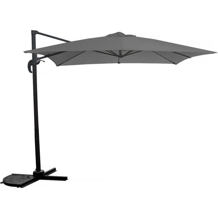 Parasol jardin déporté -Soleil- - Carré - 2.5 x 2.5 m - Gris