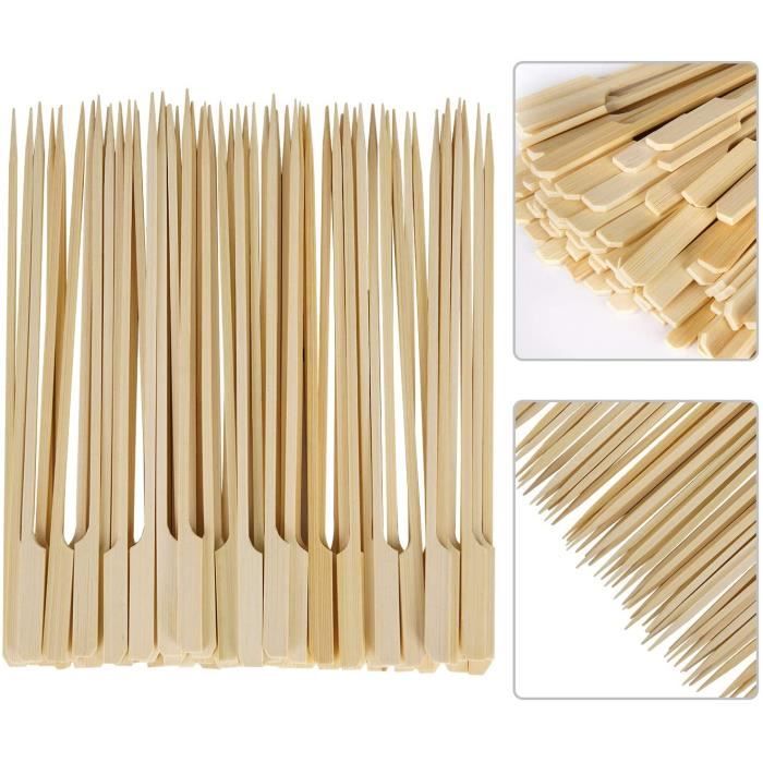 200pcs Brochette en Bois Bâton de Bambou Barbecue,pour Les Barbecues,Les légumes, Les Fruits, Les Fêtes de Famille,18cm