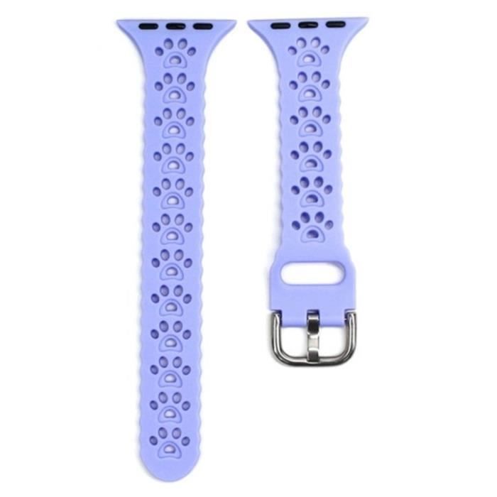 Bracelet de Montre Pour Apple Watch Series 7 41mm - 6-5-4 - SE 40mm - 3-2-1 38 Mm Slicone Sport Avec Patte De Chat Creux,Lilas