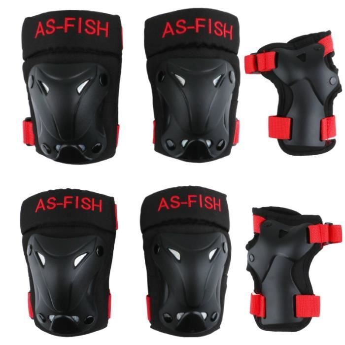 PROTEGE-CHEVILLES - CHEVILLERE,Ensemble enfants patinage à roulettes équipement de Protection enfants - Type 6 pieces Black-M