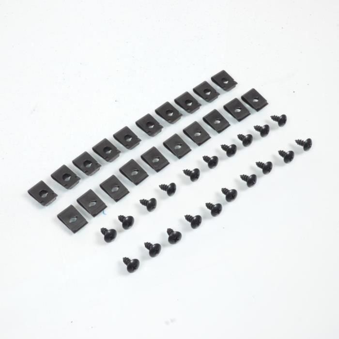 Kit 20 agrafe et 20 vis de carénage M4 10mm noir One pour moto scooter quad