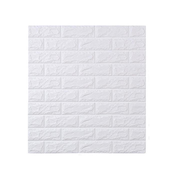 Lot de 5 Papier Peint Autocollant 3D effet Brique Pierre en Mousse 70*77cm - Blanc
