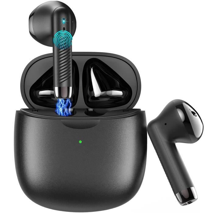 Ecouteur Sans Fil avec Réduction de Bruit, Stéréo Oreillette Bluetooth avec HD Mic Intégrés pour Travail/Voyage, Noir