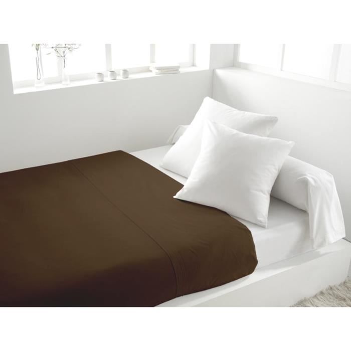 Drap plat pur coton taupe EDEN