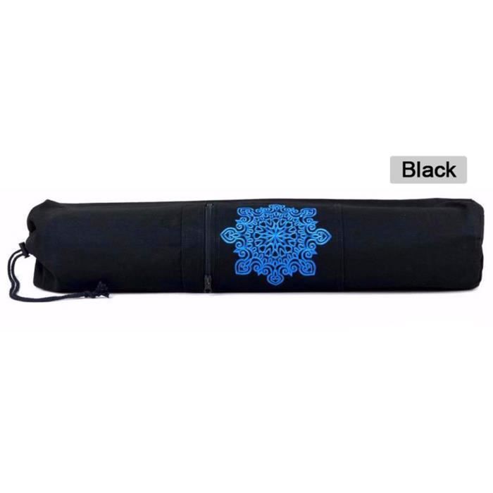 Sac de tapis de yoga durable de transport sac à cordon sport exercice gymnase fitness 70cm x 16cm -Noir