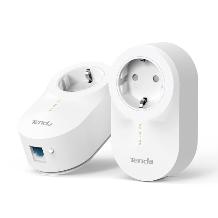 CPL kit 1000Mbps, prise intégrée- Tenda PH6 Kit - ports Ethernet/Gigabit, Adaptateur wifi, 4k/3D/HD TV/vidéo, plug & play,Pack de 2