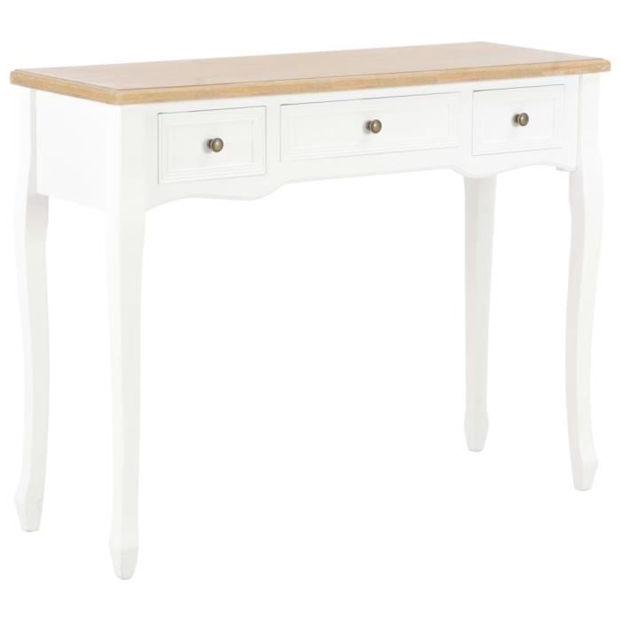 Zhihushop - Table de Table console table d'appoint et coiffeuse avec 3 tiroirs Blanc