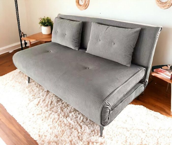 Canapé Convertible - LISA - 2/3 places - Gris - Plusieurs coloris disponibles - Dimensions 137x80x81