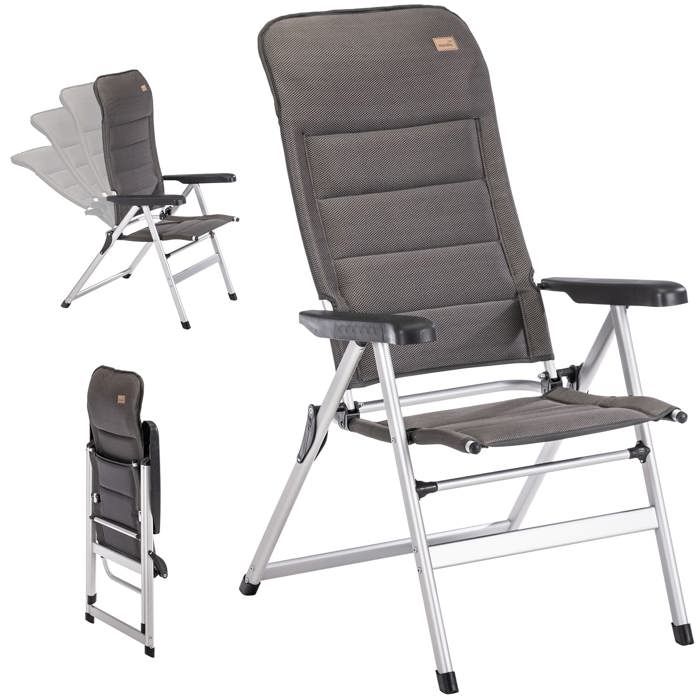 Fauteuil chaise de camping pliante en aluminium - Skandika Lepola - dossier réglable en 7 positions- accoudoirs - appui-tête