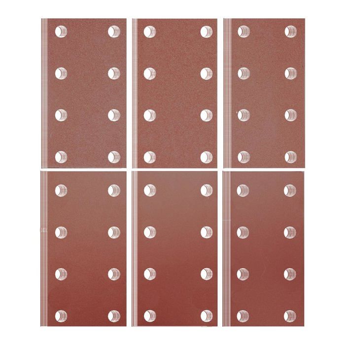 Papier Abrasif Auto-agrippant 93x185 Mm – Lot 50 Feuilles Grains P40/60/80/120/240, 8 Trous Pour Ponceuse Orbitale