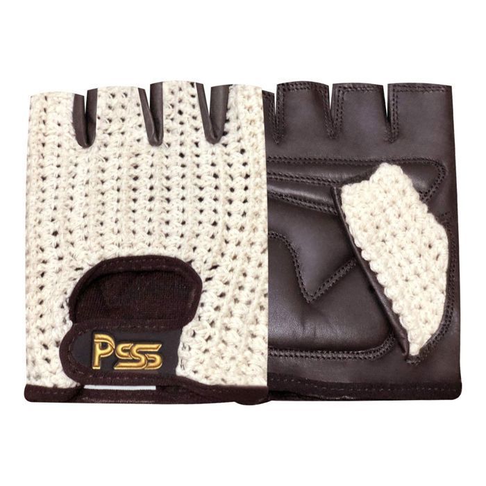 PSS Mitaines Gants Homme Femme Conduite Vélo Cyclisme Fitness Musculation Gants Cuir Mailles Sans Demi Doigts Rembourré Marron
