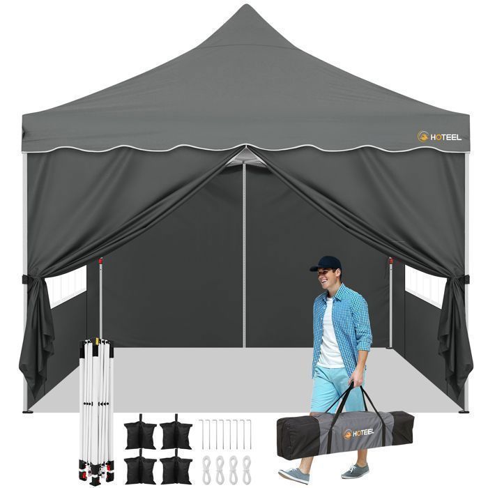 Tonnelle de Jardin 3x3 Exterieur avec 4 Sacs de Sable pour Fête Festival MarchéGris