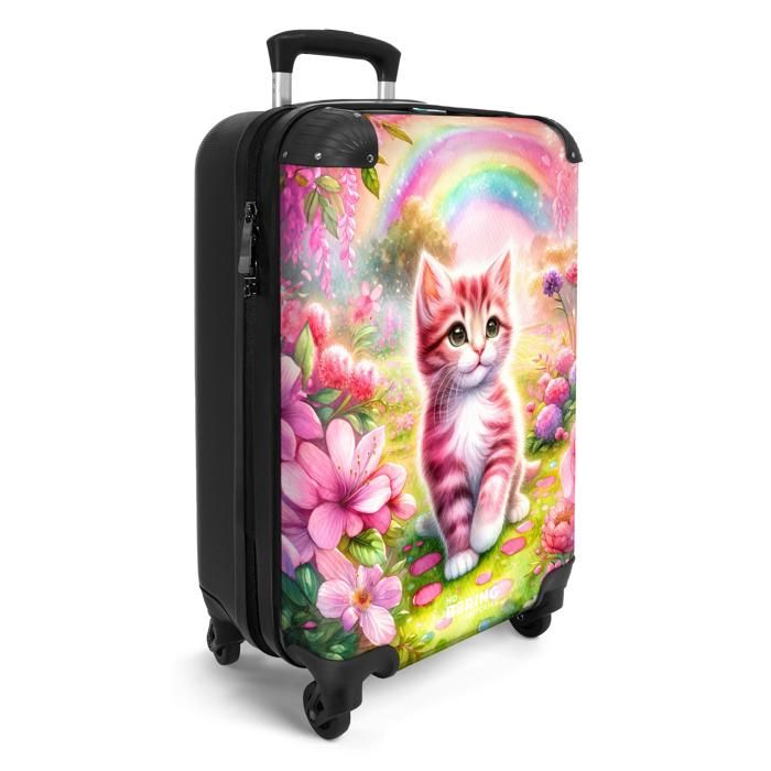 Valise Trunki Grise Motif Chat – Enfant, à Roulettes, Très Bon état