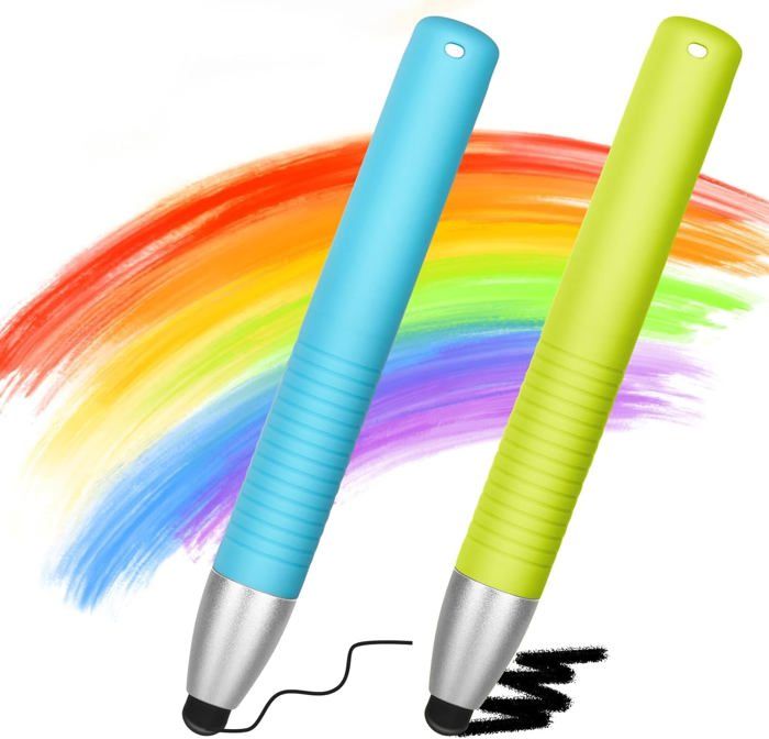 Lot 2 stylets enfants écrans tactiles embouts caoutchouc, iPad/iPhone