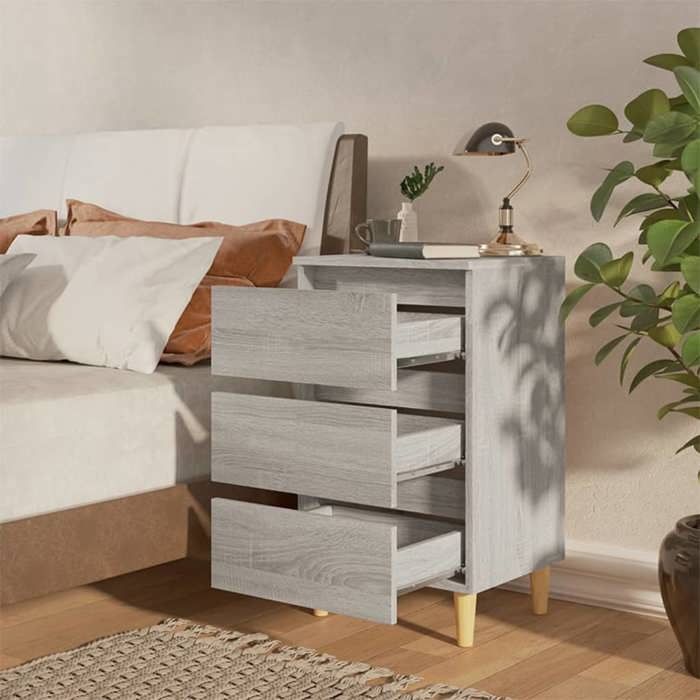Bon plan Chevet/Meuble de Rangement - JILI HOT - Table de chevet avec pieds en bois Sonoma gris 40x35x69cm - Pour Chambre