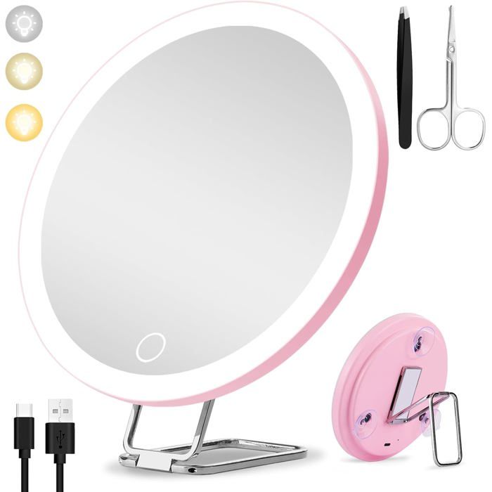 LED Miroir Lumière Miroir De Maquillage Avec Lumière Led Flexible 10X Miroir Grossissant Cosmetique Leger Miroir Livraison Directe Miroirs De Courtoisie