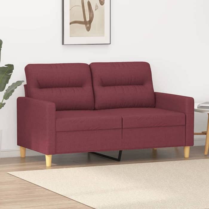 Rouge Canapé 2 places - KEETHE - Sofa adulte/enfant - Rouge bordeaux 120 cm Tissu LL745
