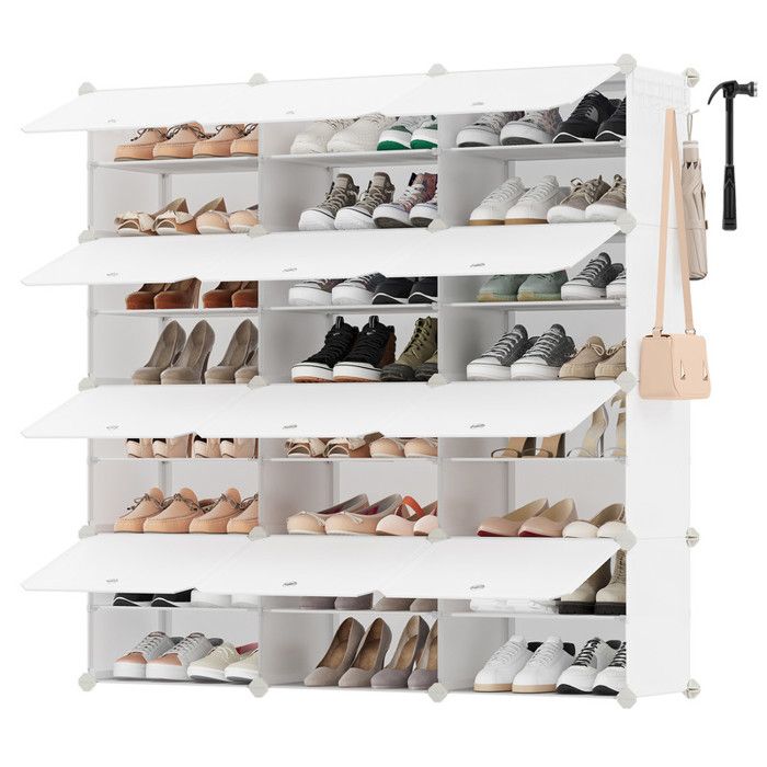 Étagère à chaussures - SONGMICS - 12 compartiments - Modulable - Blanc nuage
