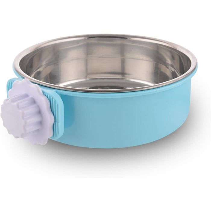 Caisse Chien Bol Amovible en Acier Inoxydable Gamelle à Suspendre pour Animal Domestique Cage Petit Bol deau Feeder Nourriture