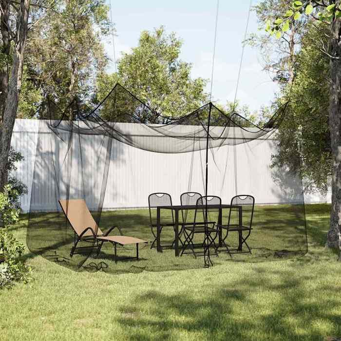 Moustiquaire dextérieur - vidaXL - 300x300x250 cm - 220 mailles - Noir - Polyester - Fermeture éclair - 8 boucles