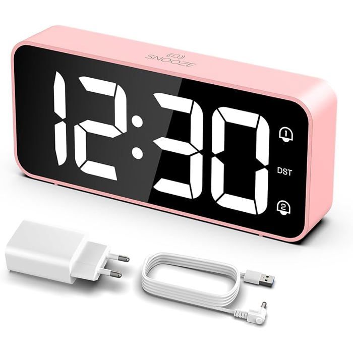 Réveil Digital Réveil Matin, Horloge Numérique Réveil à Pile Silencieux pour Enfants Adultes Grand écran LED Température Calendrier(Blanc) | Leroy Merlin Réveil Digital Réveil Matin, Horloge Numérique Réveil à Pile Silencieux pour Enfants Adultes Grand écran LED Température Calendrier(Blanc) | Leroy Merlin