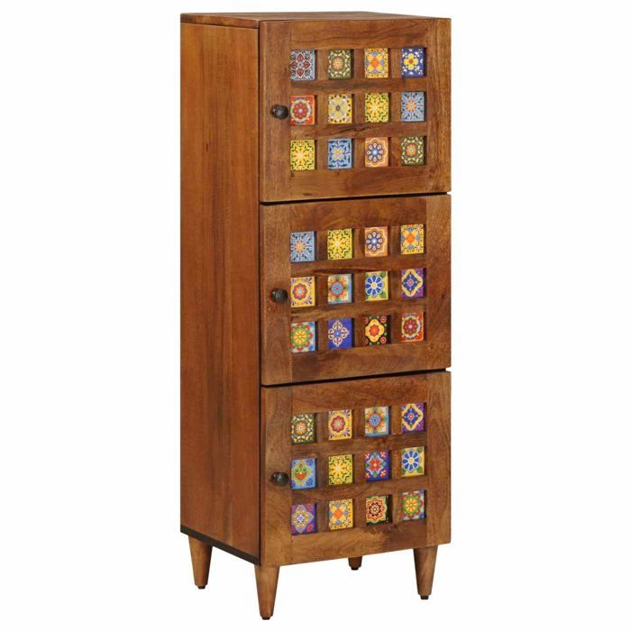 Buffet haut en bois de mangue - vidaXL - Noyer - 40x335x110 cm - Bois de mangue massif - 3 portes à charnières