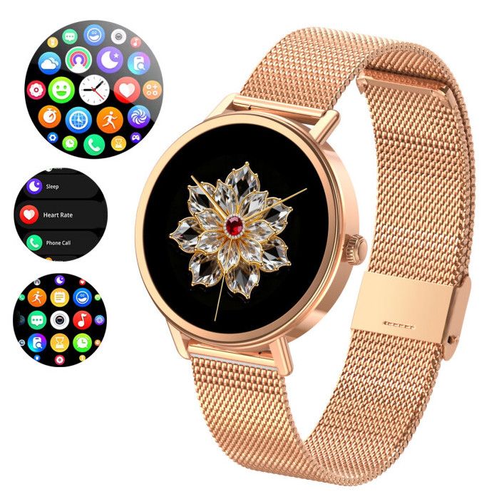 Montre Connectée Blackview X30 Femme Homme avec Appel Bluetooth 126 TFT 100+ Sportifs 320 mAh vocal IA pour iOS Android Or