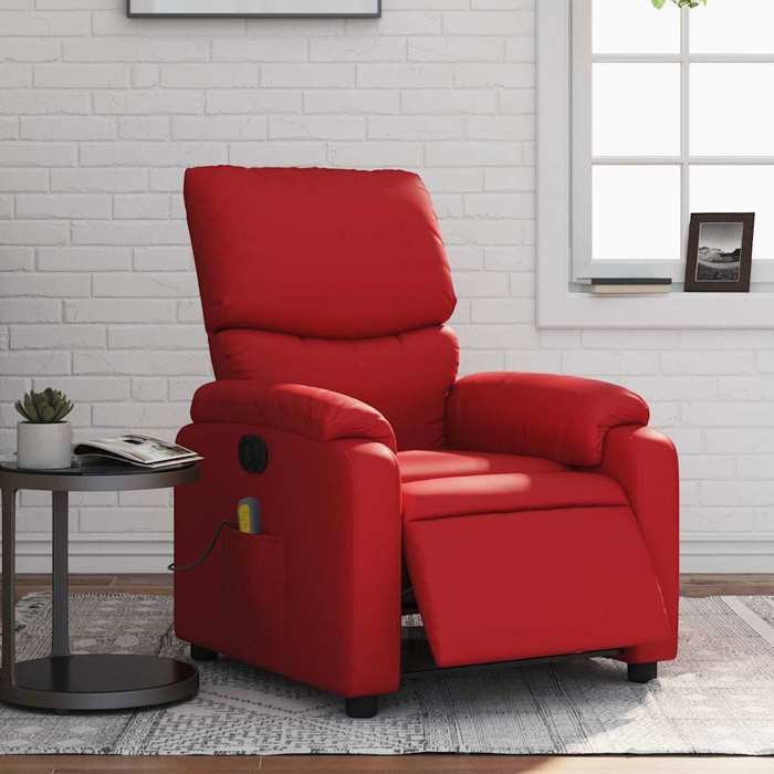 NEW 2026 Fauteuil Massant inclinable - Chaise simple - Multifonctionnel - électrique rouge similicuir 75x99x99 cm L3315