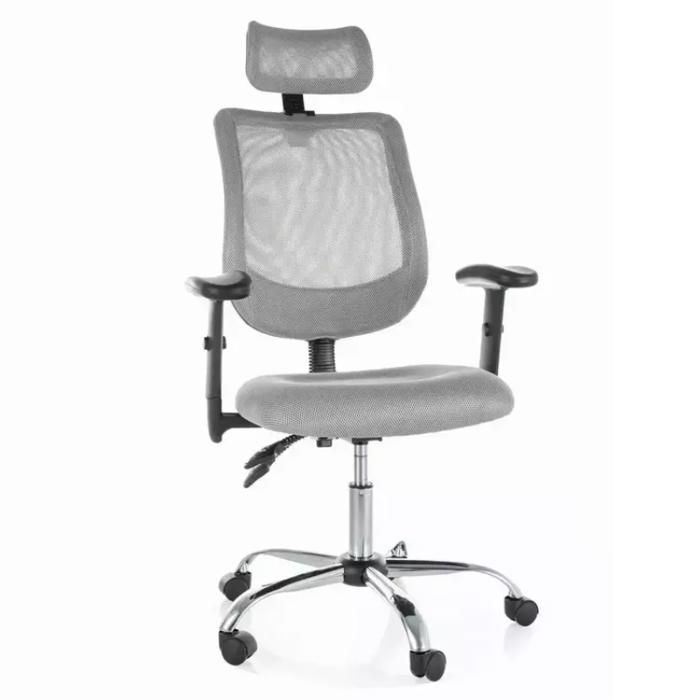 Chaise De Bureau - Meubles&Design - Chaise de bureau ergonomique grise pivotante et à roulettes avec pieds gris argent LORES