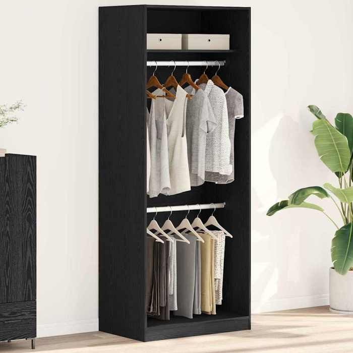 Seasonal SaleSuport vêtements 1 PC - SWEETY - Armoire Penderie moderne - Chêne noir 80x50x200cm - bois dingénierie908921