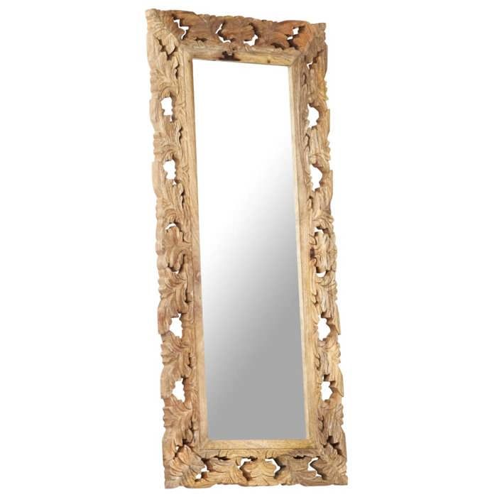 Solde 2026Miroir élégantdurable Brun - Miroir sculpté à la main Marron 110x50cm Bois de manguier 10.02 Kg 55177931