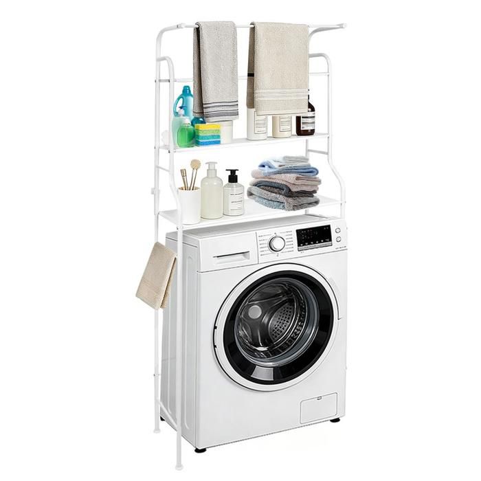 MIPAN.Armoire Wc Murale Blanc -65x25x160cm - Meuble Machine à Laver - Avec Porte-serviettes - Salle de Bains étagère de Rangement