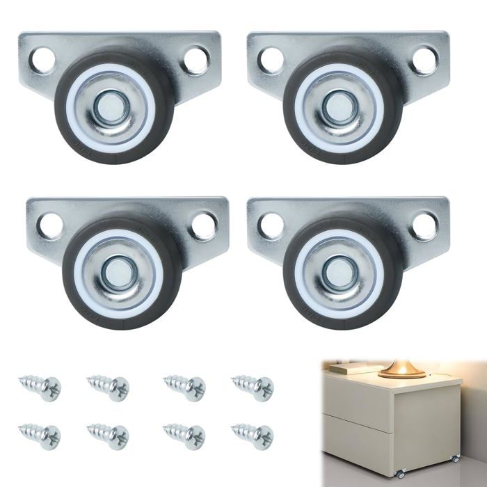 4 Roulettes Universelles pour Meubles - Fixes et Pivotantes avec Vis